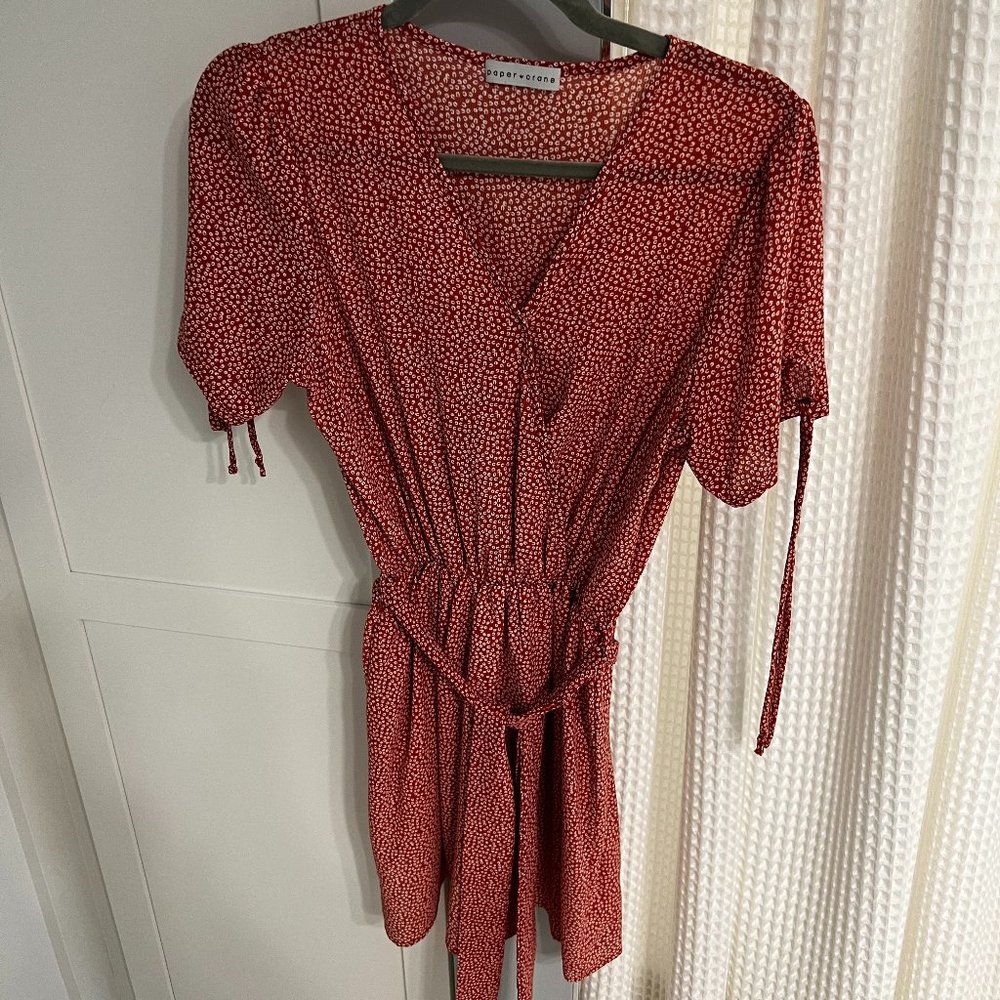Paper Crane Elastic Waist Mini Dress